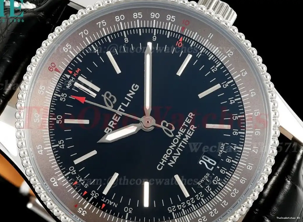 Grey Black TF 1 Dial 41mm Date SS Navitimer LE A2824 0424
